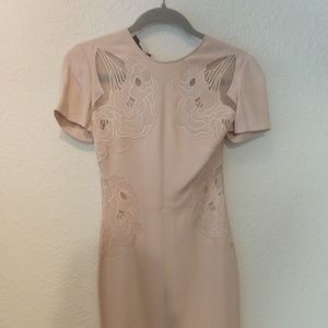 NWT! $3000 Stella McCartney Blush Dress w/Floral Appliqué & Sheer Inserts Sz36IT